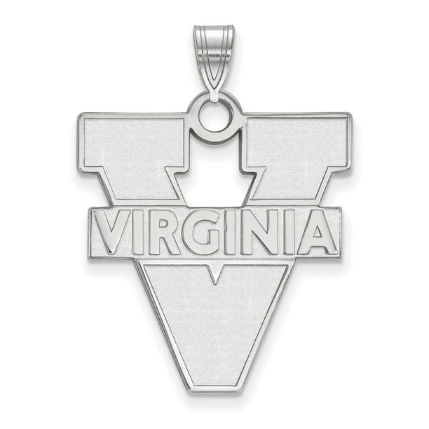 925 Sterling Silver Rhodium-plated Laser-cut Virginia Tech XL Pendant 